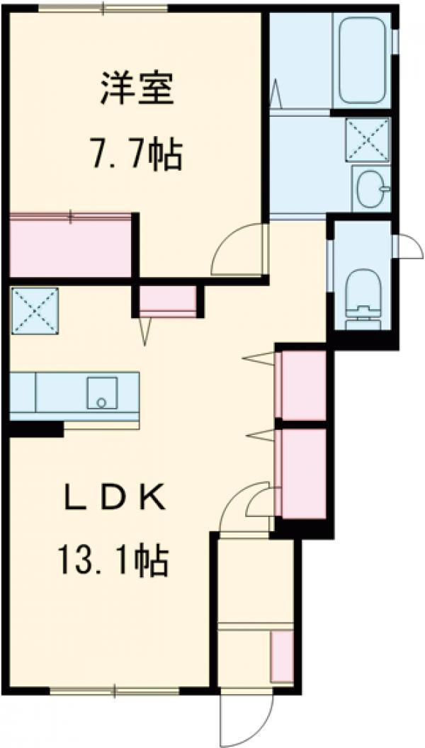 サニーサイドコート神明(1LDK/1階)の間取り写真