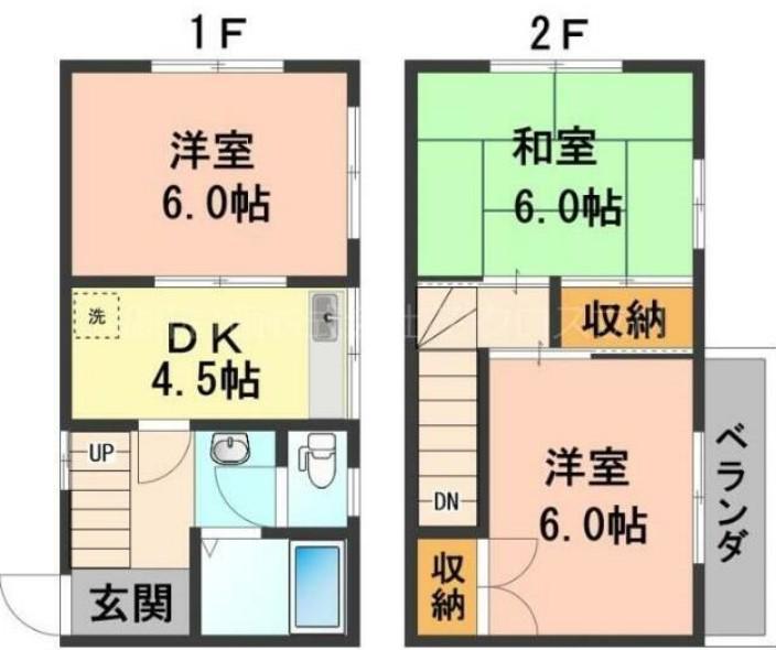 タウンハウス(3DK/1階)の間取り写真
