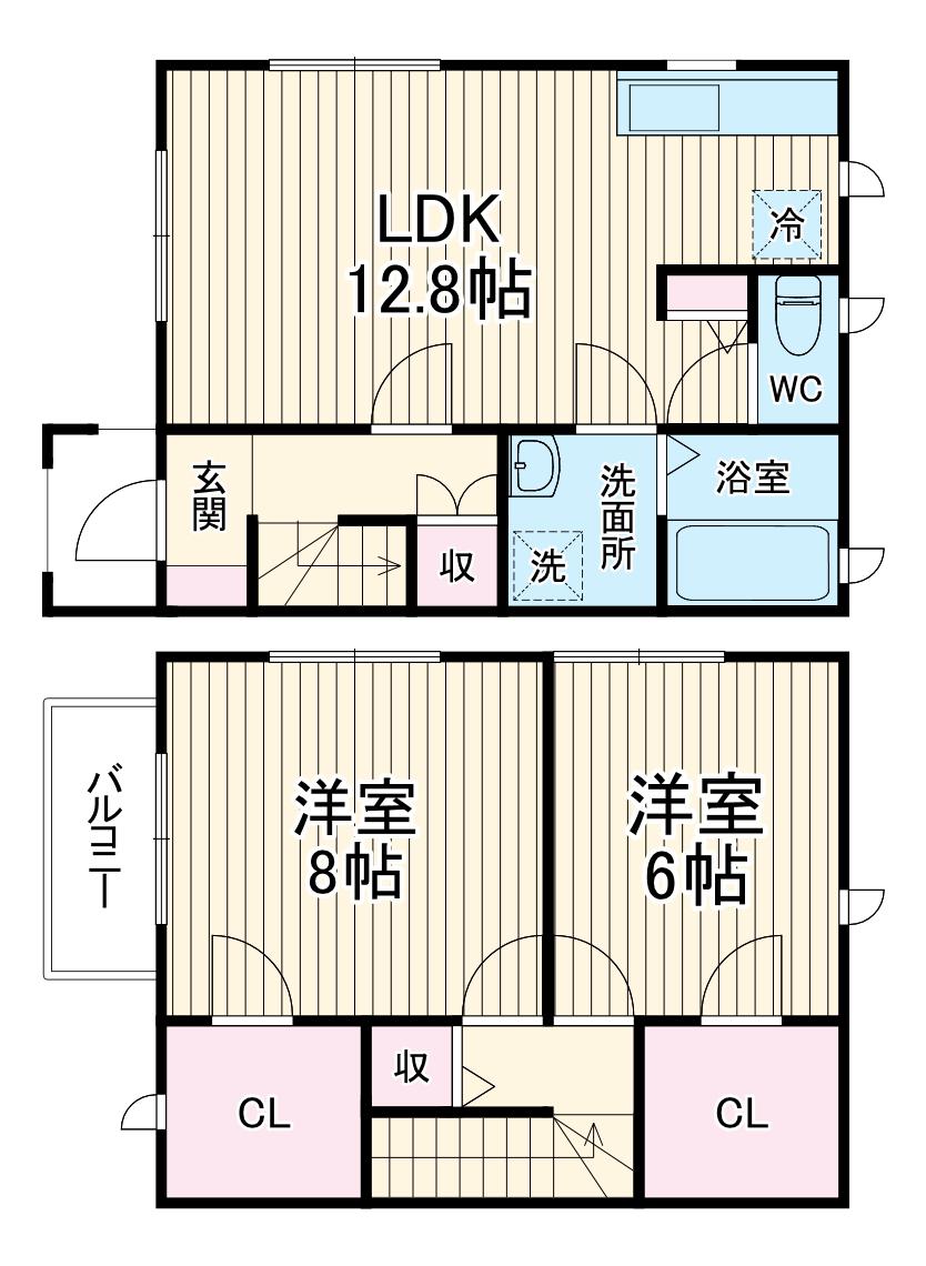 サンブランシュ片瀬山B(2LDK)の間取り写真