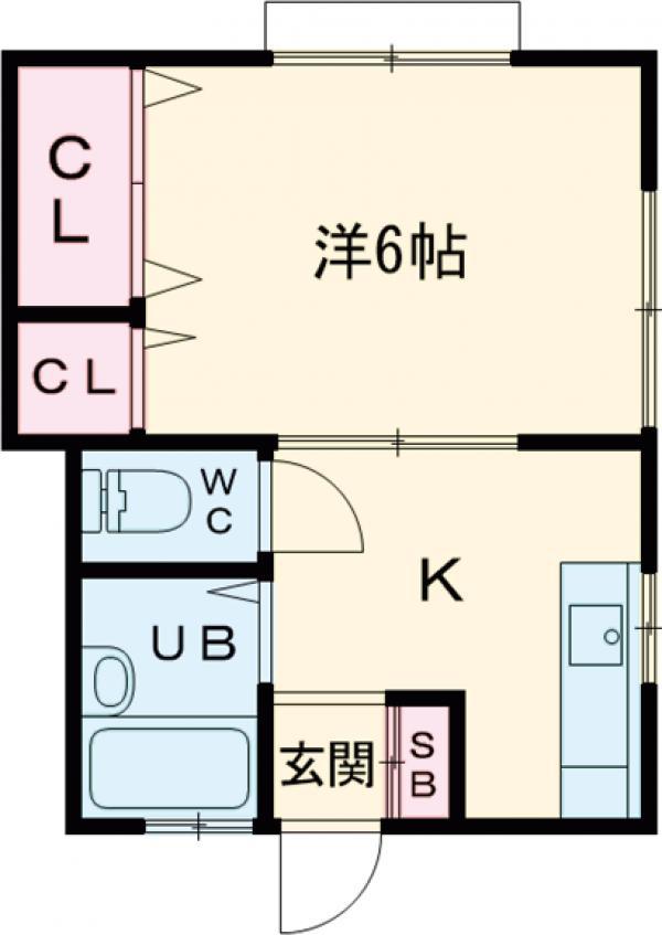 角田マンション(1K/1階)の間取り写真