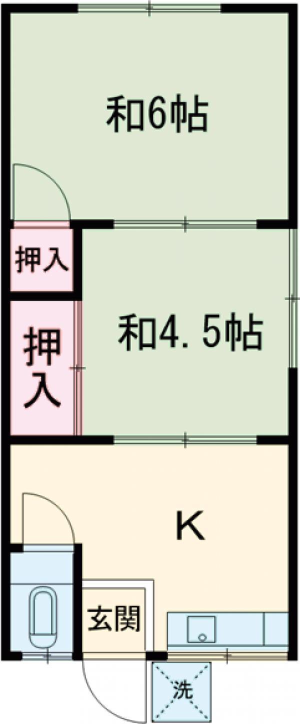 村上荘(2K/2階)の間取り写真