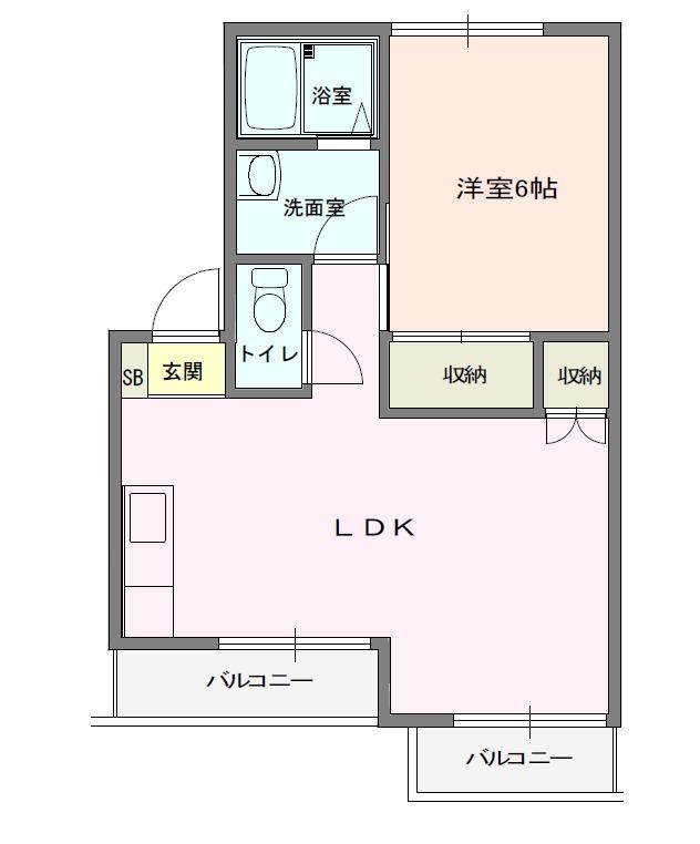 ミノルハイツ(1LDK/2階)の間取り写真