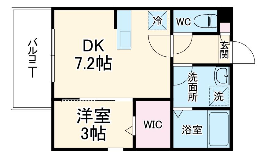 ジーメゾン海老名門沢橋ポルタ(1DK/1階)の間取り写真
