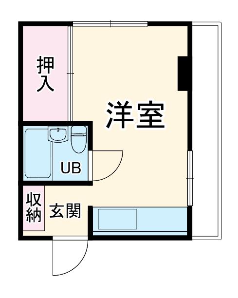睦月ビル(1DK/3階)の間取り写真