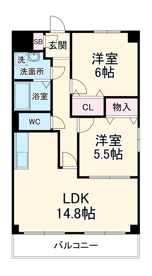 ベルフラワーAS(2LDK/3階)の間取り写真