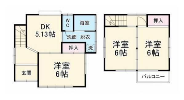 京成電鉄本線 八千代台駅 徒歩48分 2階建 築47年(3DK)の間取り写真