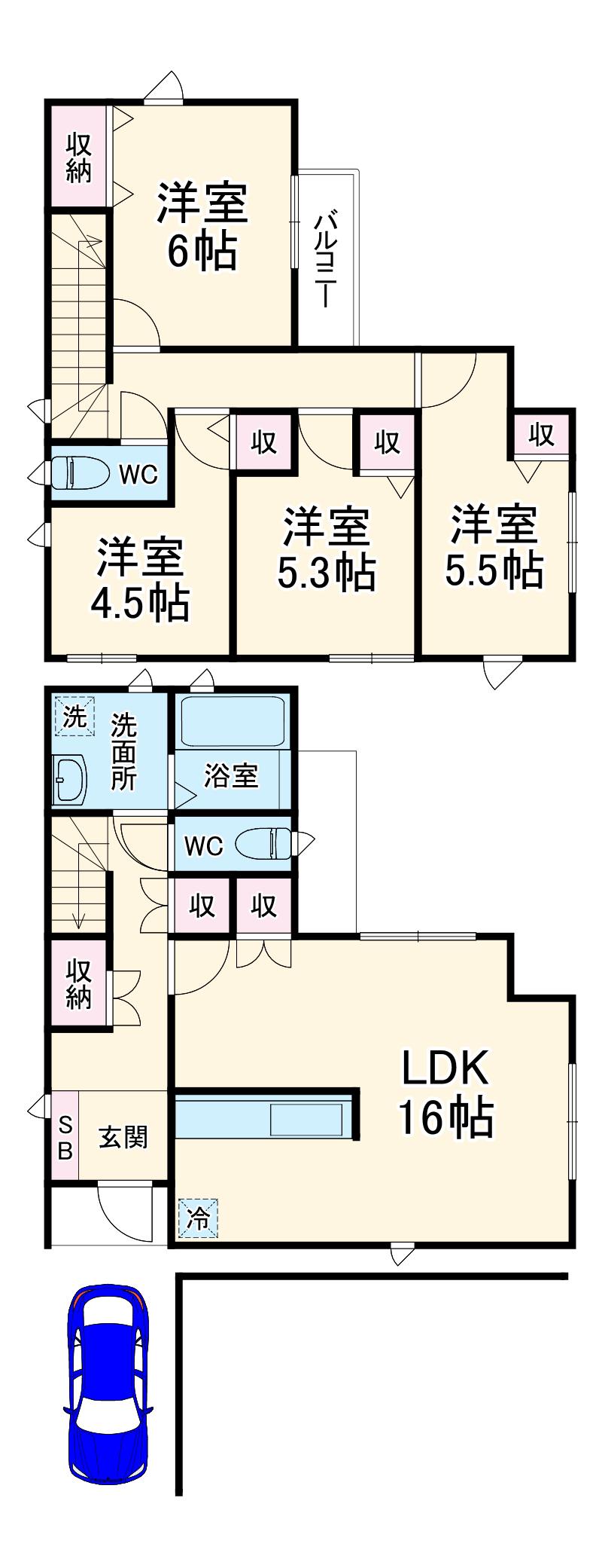 北総鉄道 北国分駅 徒歩19分 3階建 築3年(4LDK)の間取り写真