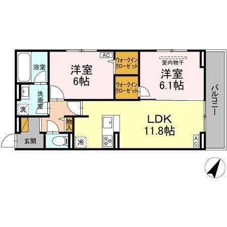グランディール柏の葉(2LDK/2階)の間取り写真