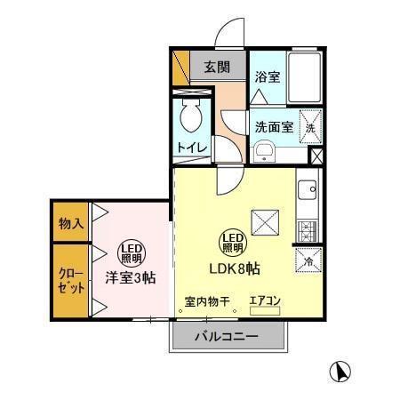 ヴィクトワール(1LDK/1階)の間取り写真
