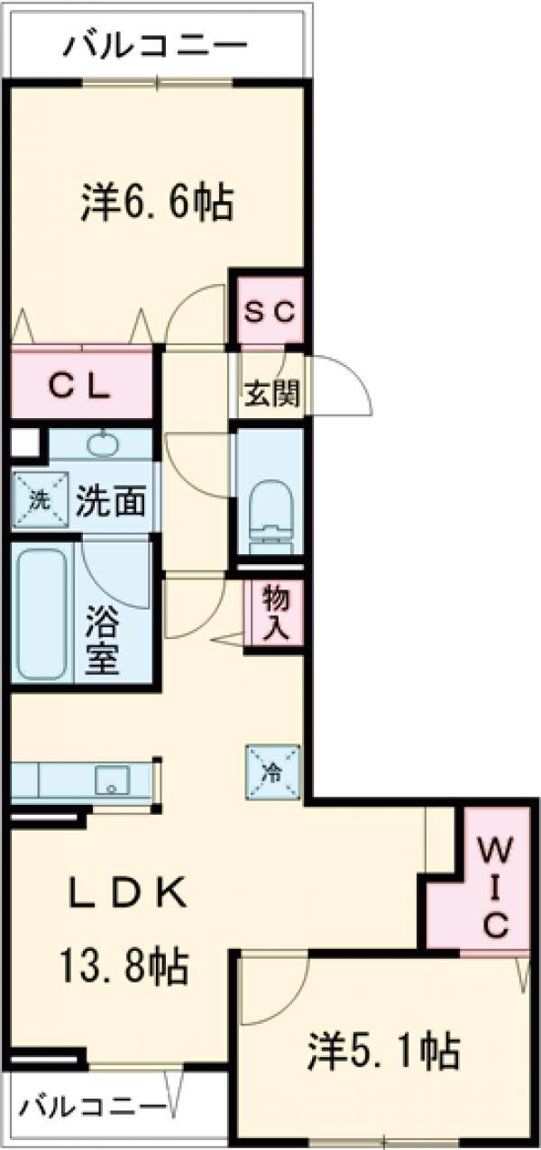 セレスティア船橋Ⅱ(2LDK/3階)の間取り写真