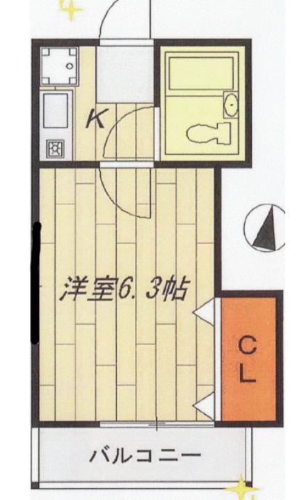 秋葉ハイツ(1K/1階)の間取り写真