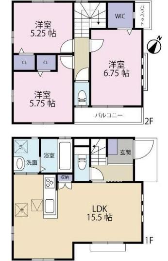 西武鉄道新宿線 新井薬師前駅 徒歩5分 2階建 築9年(3LDK)の間取り写真