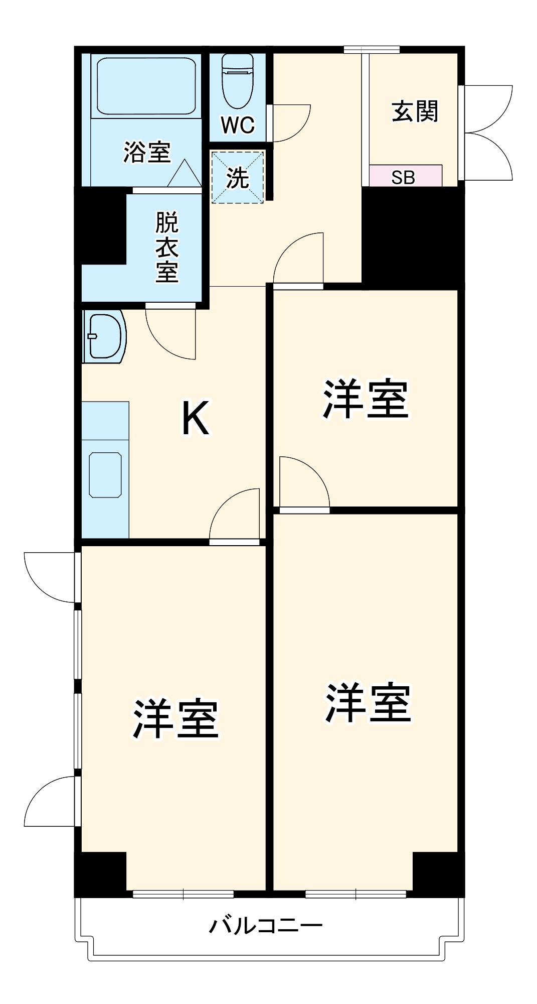 BKハイツ都賀(3K/2階)の間取り写真