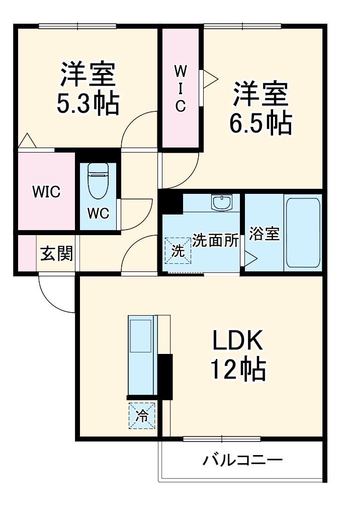 グレイスタウン青葉(2LDK/1階)の間取り写真