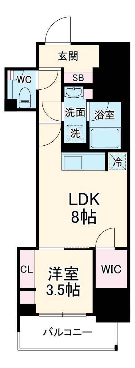 アーバネックス谷町四丁目(1LDK/2階)の間取り写真