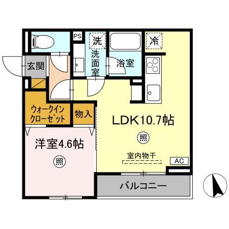 D‐INVEST東原A(1LDK/2階)の間取り写真