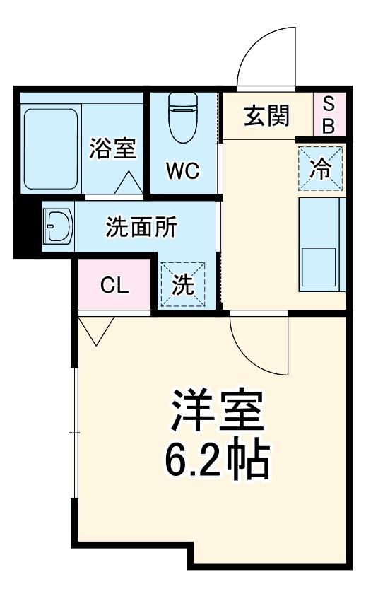 ベイルーム小田急相模原(1K/3階)の間取り写真