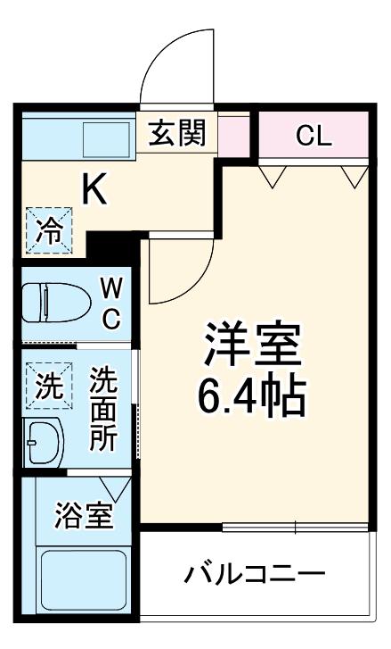 ベイルーム小田急相模原(1K/2階)の間取り写真
