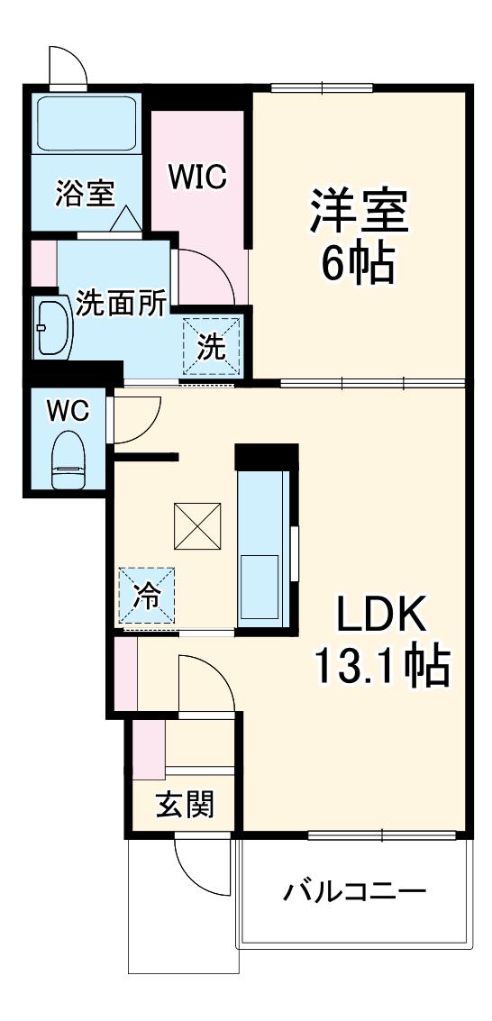 上志津バード グランソネⅡ(1LDK/1階)の間取り写真