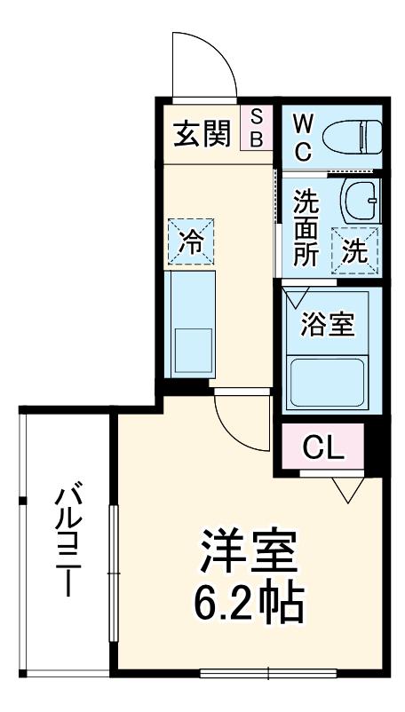 ベイルーム小田急相模原(1K/3階)の間取り写真