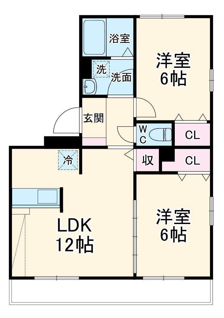 シャルマン・T(2LDK/2階)の間取り写真