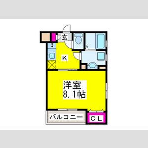 フィアスコート松之浜Ⅱ(1K/1階)の間取り写真