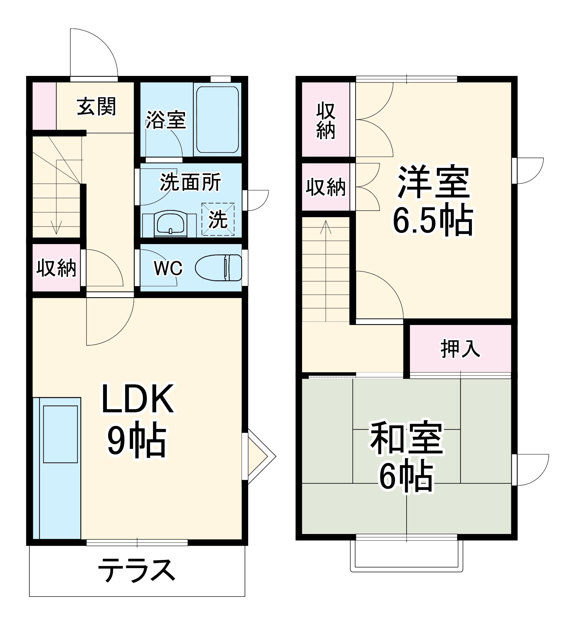 メゾネットみなみF棟(2LDK/1階)の間取り写真