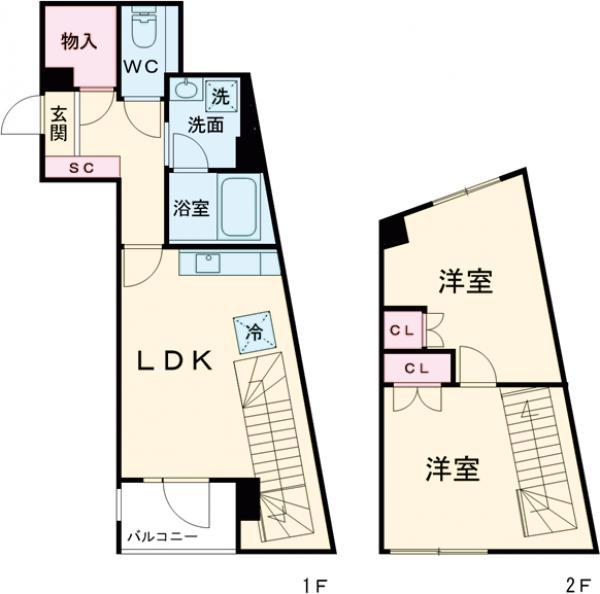 リヴ アン フルール(2LDK/6階)の間取り写真