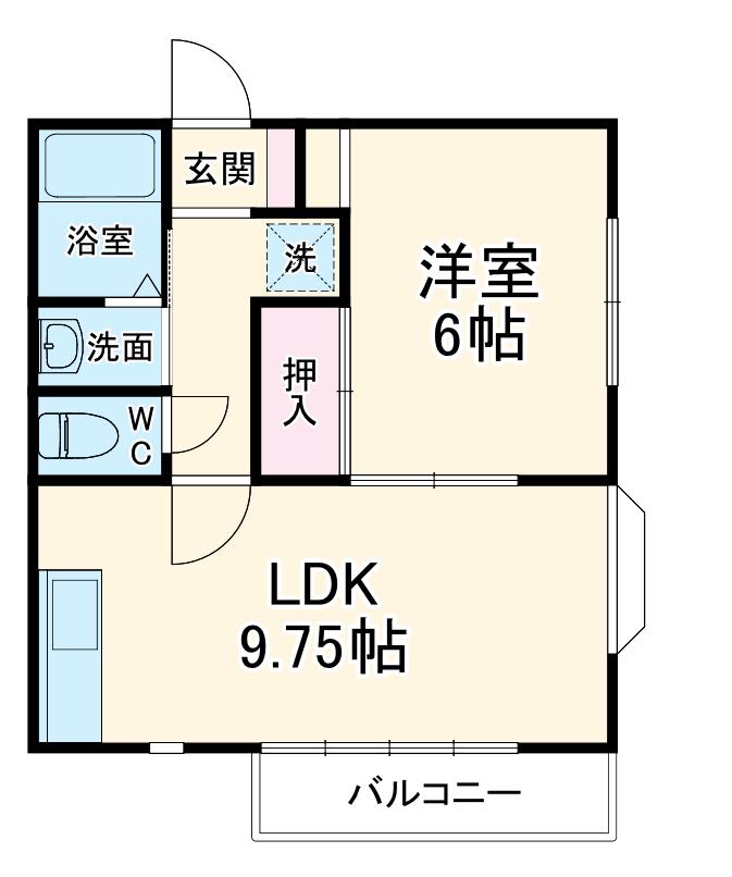 秋山ハイツ2(1LDK/1階)の間取り写真