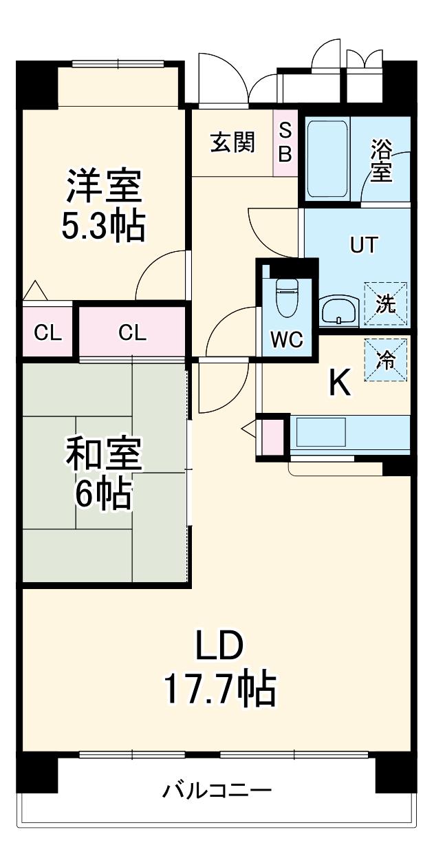 シティアガーデン甲府(2LDK/2階)の間取り写真