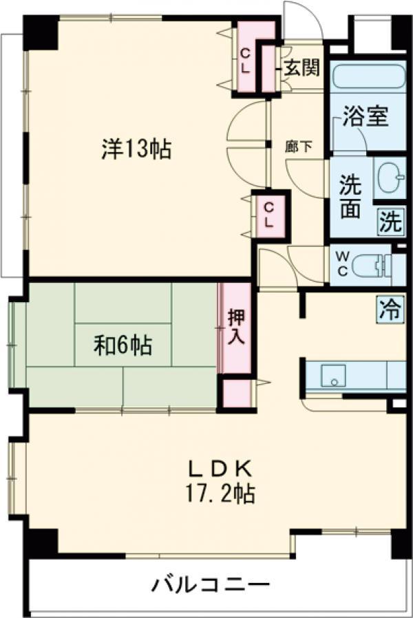 グランドステージ尾山台(2LDK/3階)の間取り写真
