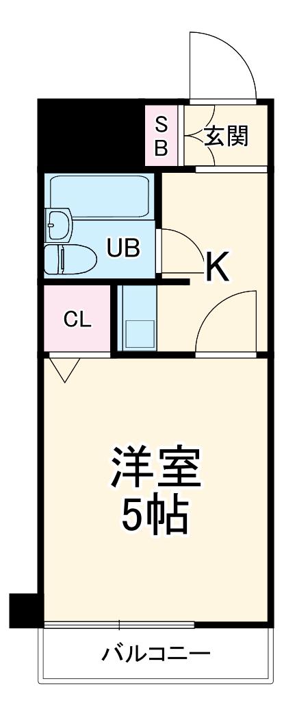 ライオンズマンション田奈(1K/4階)の間取り写真