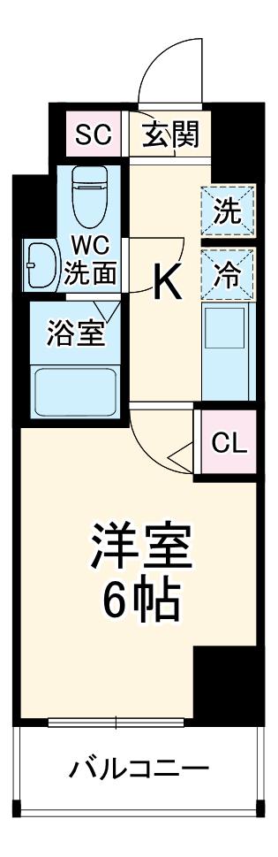 メイクスデザイン川崎2(1K/4階)の間取り写真