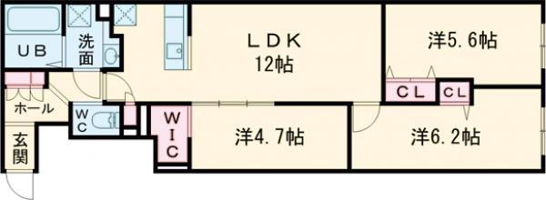ミハス中野Ⅱ(3LDK/1階)の間取り写真