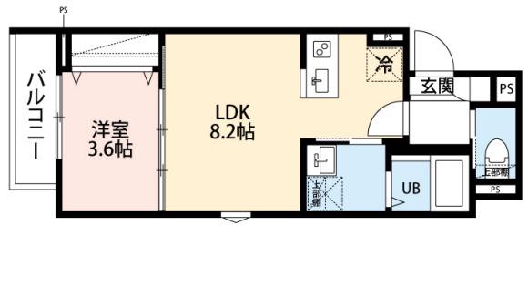 ROBOT HOME 稲毛東(1LDK/2階)の間取り写真
