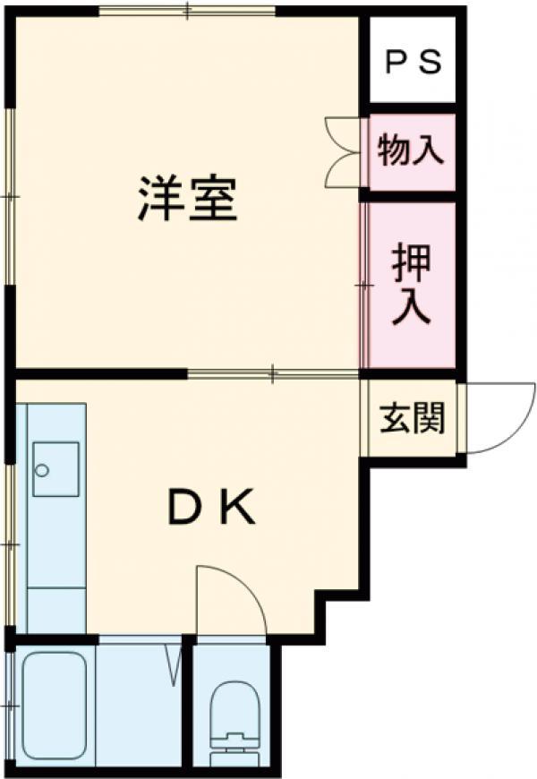 前田ビル(1DK/2階)の間取り写真