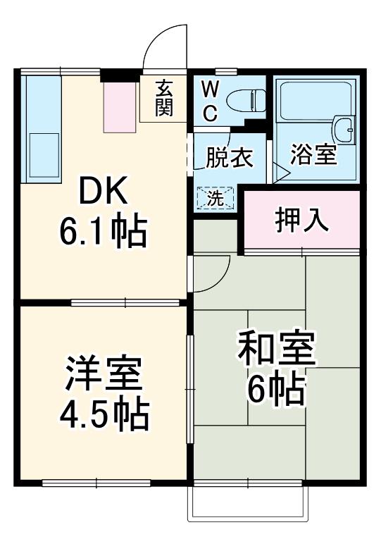 エステートピア原4(2DK/2階)の間取り写真