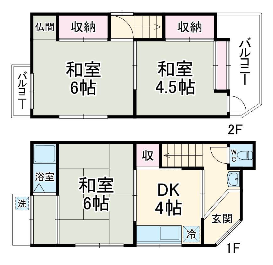 京阪電気鉄道京阪線 土居駅 徒歩8分 2階建 築60年(3DK)の間取り写真