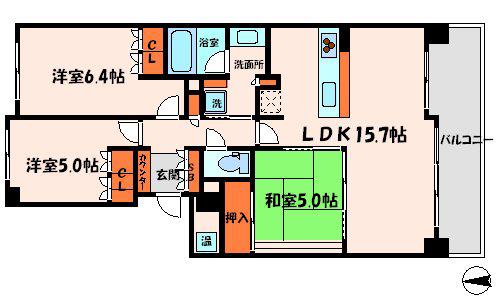 サンクタス守口大和田レジデンス(3LDK/5階)の間取り写真
