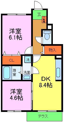 アスク篠(2DK/2階)の間取り写真