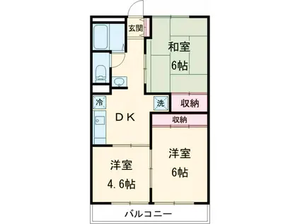 セントラルハイツいちのえ(2LDK/2階)の間取り写真