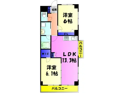 エレンシアK津田沼(1SLDK/3階)の間取り写真