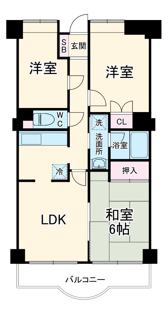 吹上ダイヤモンドマンション(3LDK/3階)の間取り写真