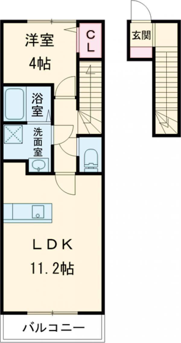 RION御幸ヶ原町(1LDK/2階)の間取り写真