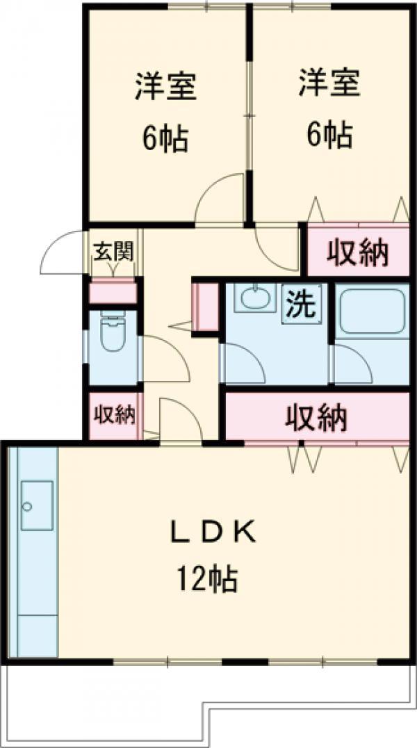 泉が丘クリーンハイツA棟(2LDK/2階)の間取り写真