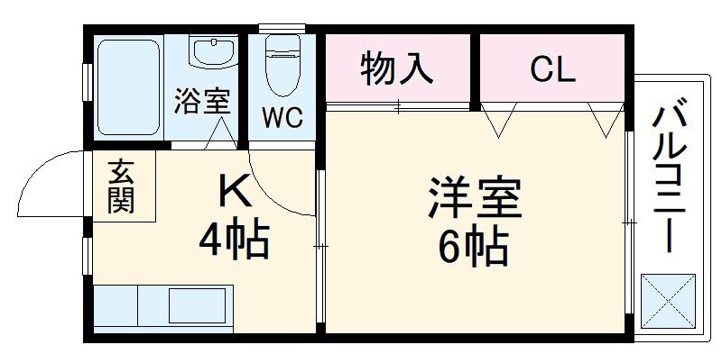 スカイハイツ(1K/1階)の間取り写真