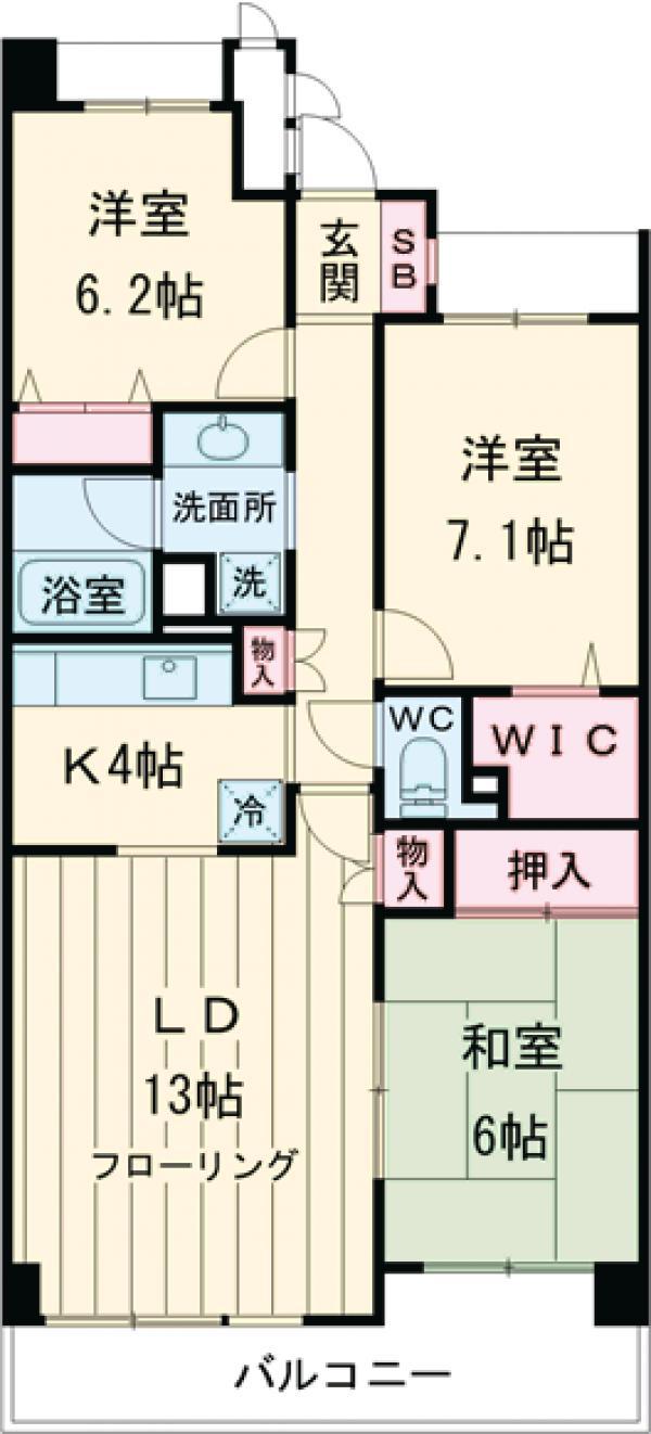 高井戸パークハウスN棟(3LDK/6階)の間取り写真