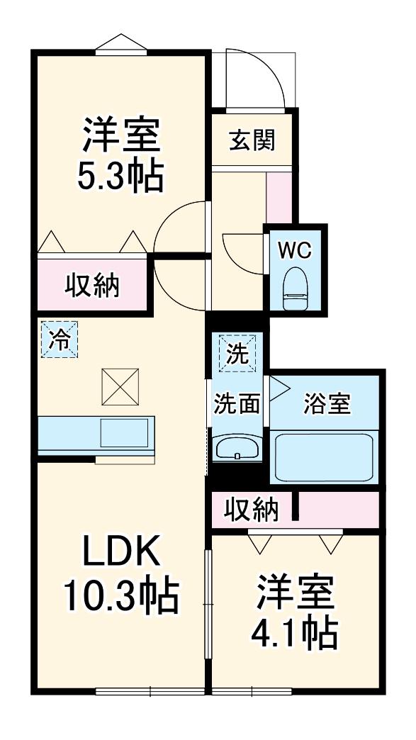 リーブルファイン志木上宗岡Ⅱ(2LDK/1階)の間取り写真