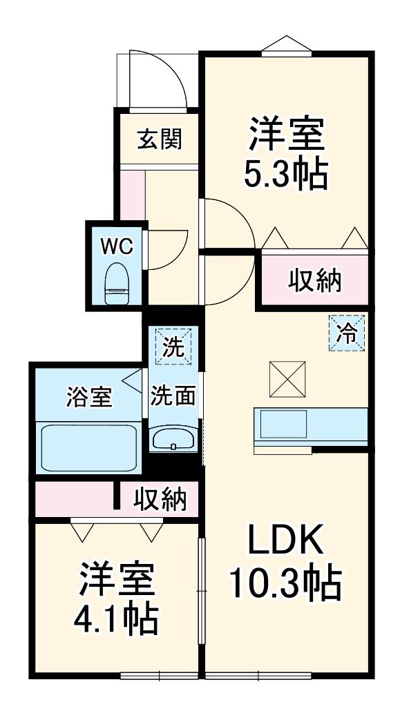 リーブルファイン志木上宗岡Ⅱ(2LDK/1階)の間取り写真