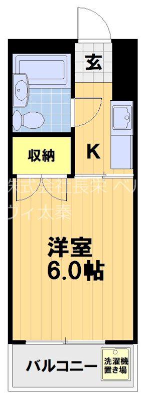 ピエスあさのB(1K/3階)の間取り写真